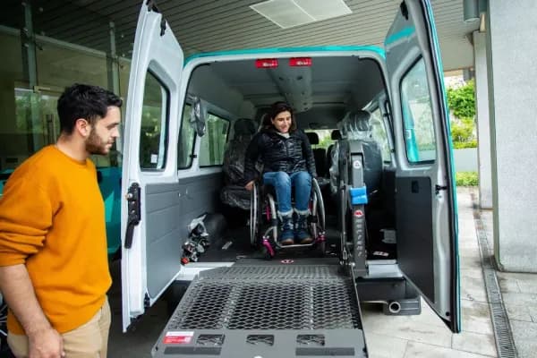 Wheelchair accessible vehicle interior used for medical appointment transport